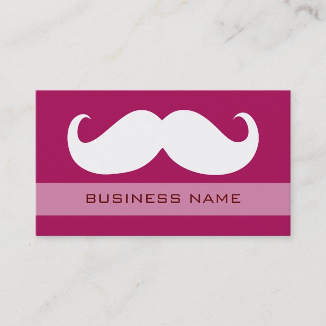 Funny White Mustache och Plain Red Visitkort (Framsida)