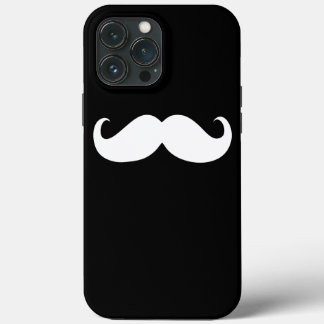 Funny White Mustache på Black Background
