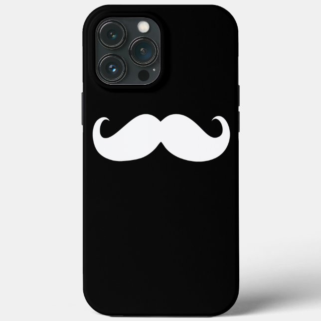 Funny White Mustache på Black Background (Baksida)