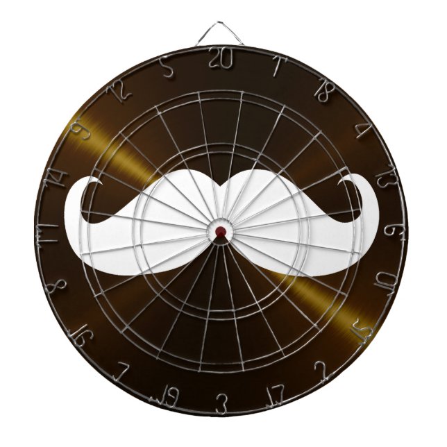 Funny White Mustache på Metall Background Darttavla (Framsidan)