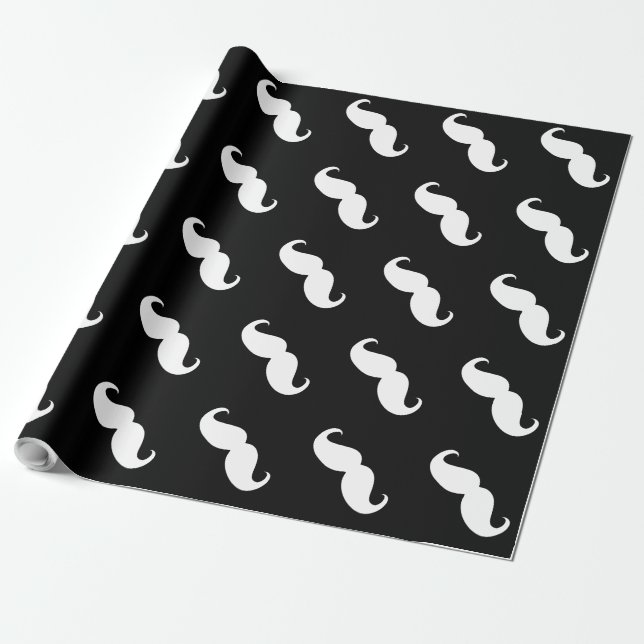 Funny White Mustache Presentpapper (Utrullad)