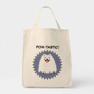 Funny White Pomeranian Tecknad hund Tygkasse