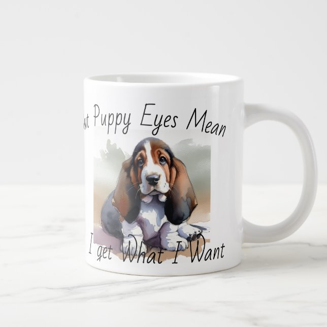 FUNNY  White PUPPY Watercolor Specialty Mugg Jumbo Mugg (Höger)