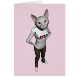 Funny White Siamese Cat Kärlek Mice Hälsningskort