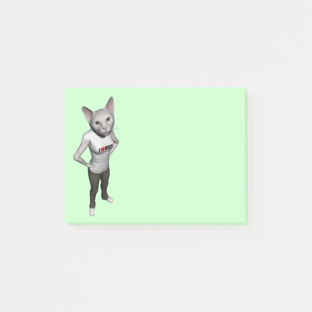 Funny White Siamese Cat Kärlek Mice Post-it Block (Framsida)