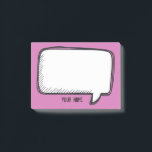 Funny White Talk Bubble Fuchsia Personlig Namn Post-it Block<br><div class="desc">En snygg tecknad som gör att du kan skicka meddelanden. Du kan enkelt infoga ditt namn och ändra rosa färg i bakgrunden (knappen Anpassa använda)</div>