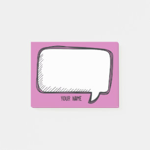 Funny White Talk Bubble Fuchsia Personlig Namn Post-it Block