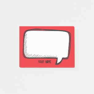 Funny White Talk Bubble Red Personlig Namn Post-it Block