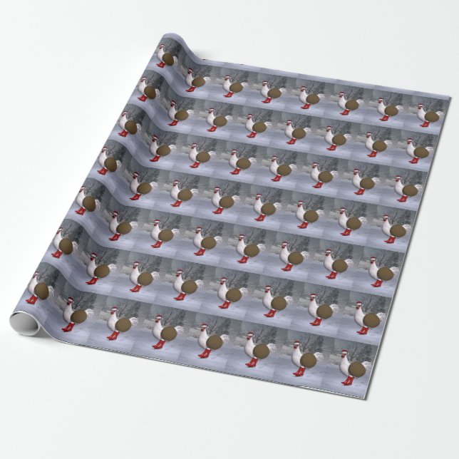 Funny White Tupp Jultomten Presentpapper (Utrullad)