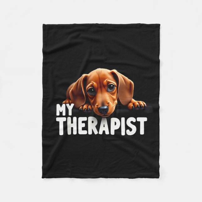 Funny Wiener Puppy My Therast Dachshund Dog  Fleecefilt (Framsidan)