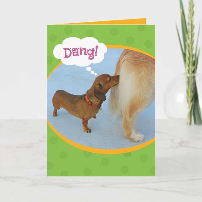 Funny Wiener Sniffing Golden Retiever Birthday Kort (Framsida)