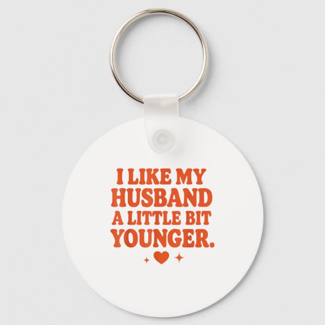 Funny Wife Husband I Like My Husband A Little Bit  Nyckelring (Framsida)