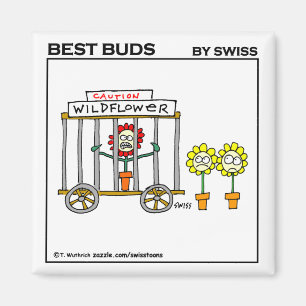 Funny WildblommTecknad Art Vild Crazy Humous Magnet