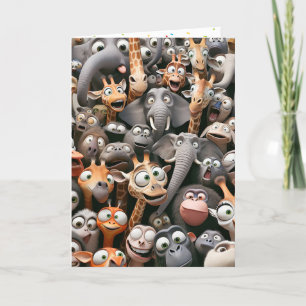 Funny Wildlife Group Birthday Kort