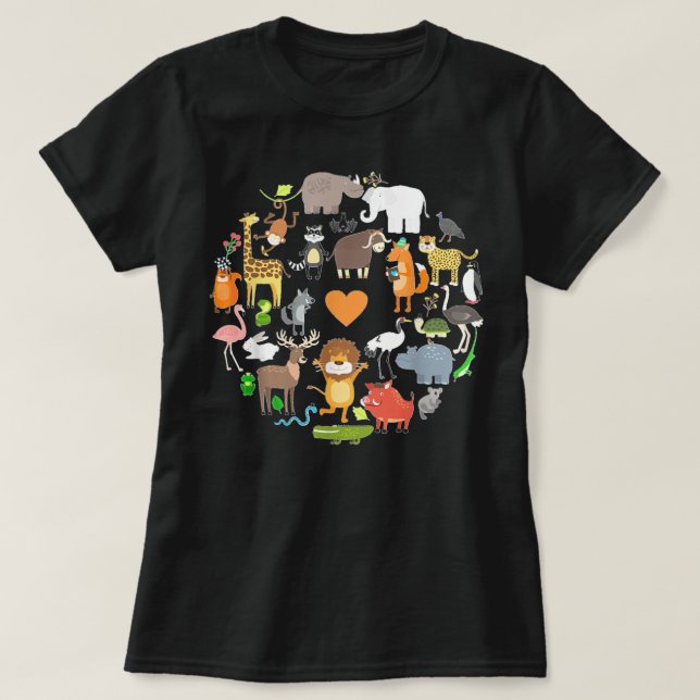 Funny Wildlife Safari Animals Gifts for Zoo Älskar T Shirt (Design framsida)