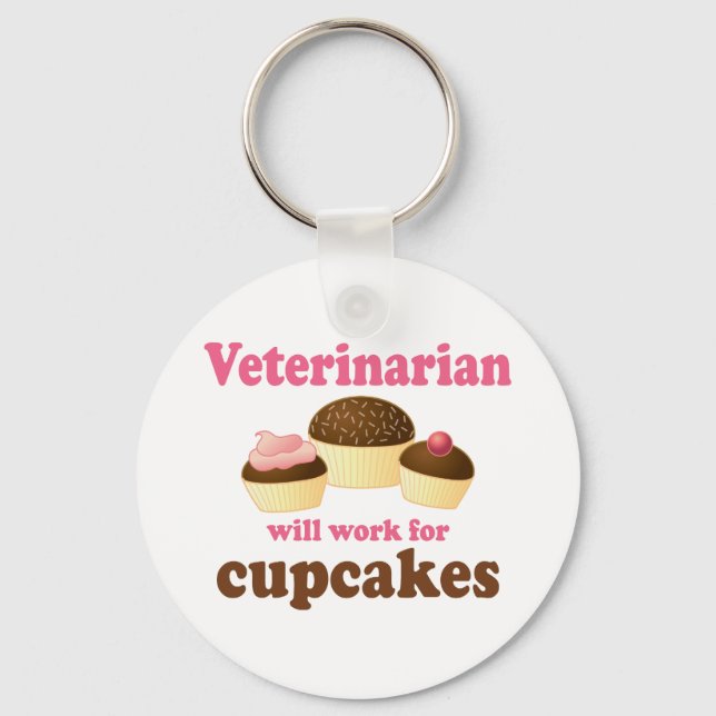 Funny Will Work for Muffinss Veterinarian Nyckelring (Framsida)
