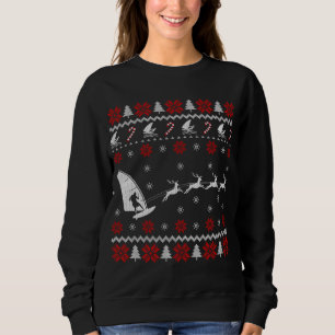 Funny Windsurfing Reindeer Ugly julsötare T Shirt
