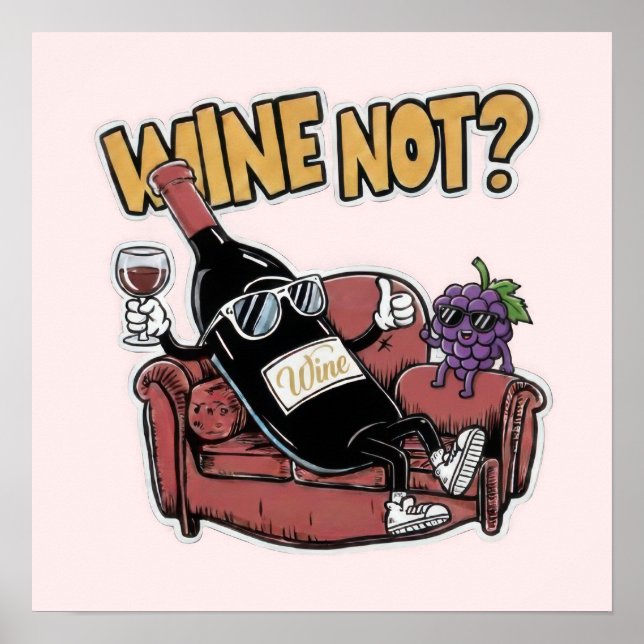 Funny Wine and Grapes Poster (Framsidan)