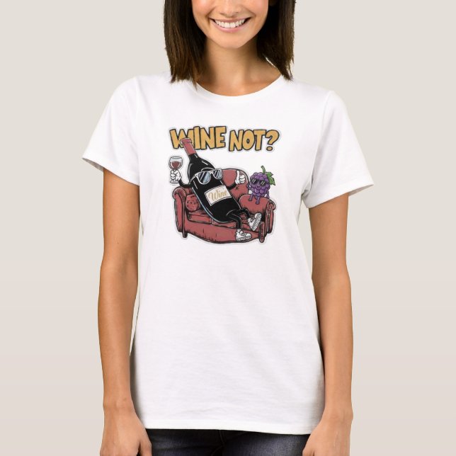 Funny Wine and Grapes T Shirt (Framsida)