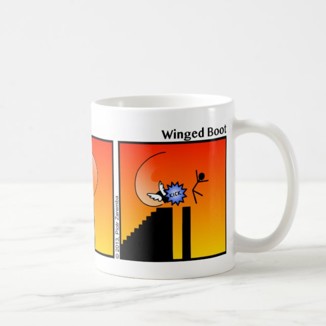 Funny Winged Boot Stickman Mugg - 096 (Höger)