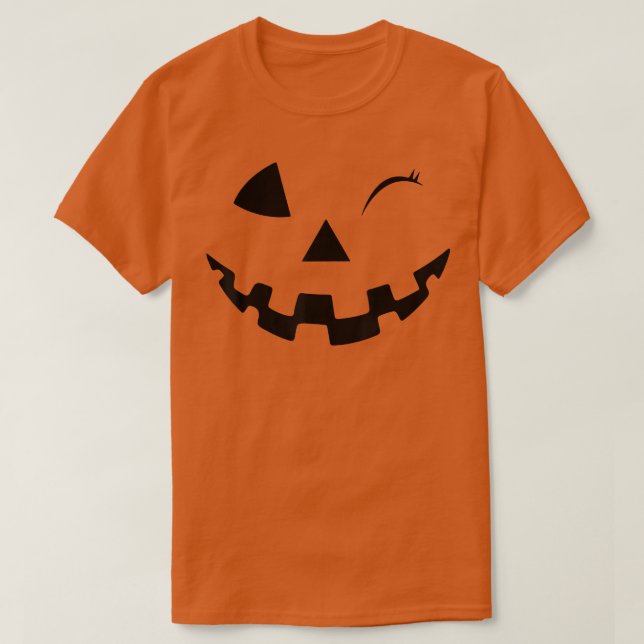 Funny Wink Ansikte Pumpkin Jack o lantern Costume  T Shirt (Design framsida)