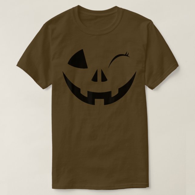 funny Wink Face Pumpkin Jack O Lantern Costume Hal T Shirt (Design framsida)
