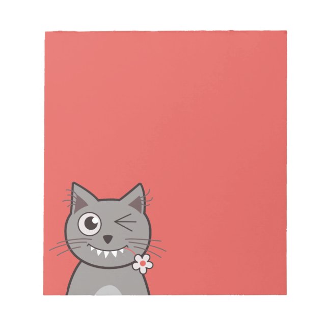 Funny Winking Tecknad Kattunge Anteckningsblock (Framsida)
