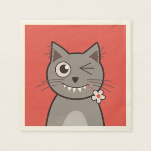 Funny Winking Tecknad Kattunge Pappersservett