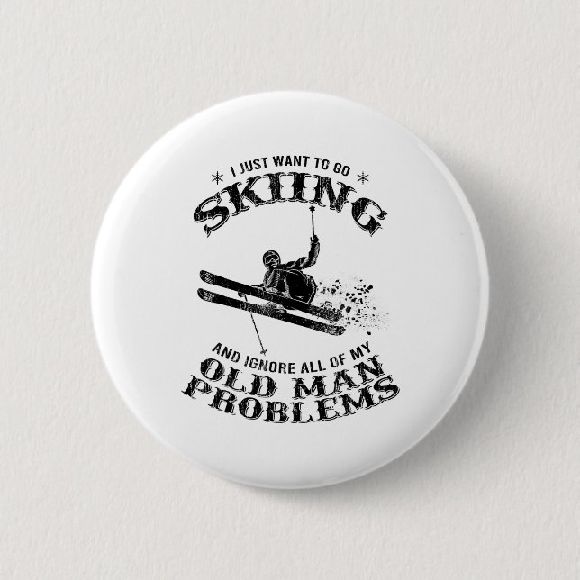 Funny Winter Skiing Snö Ski Skiers Novelty Gift F Knapp (Framsida)