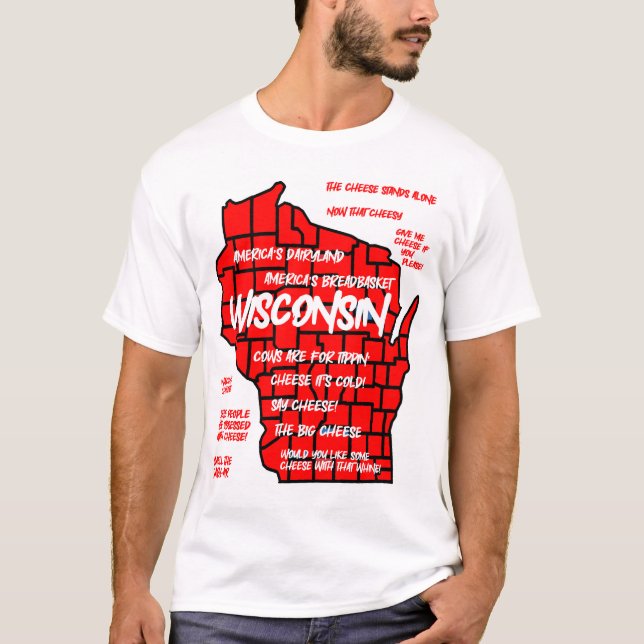 Funny Wisconsin karta-design T Shirt (Framsida)