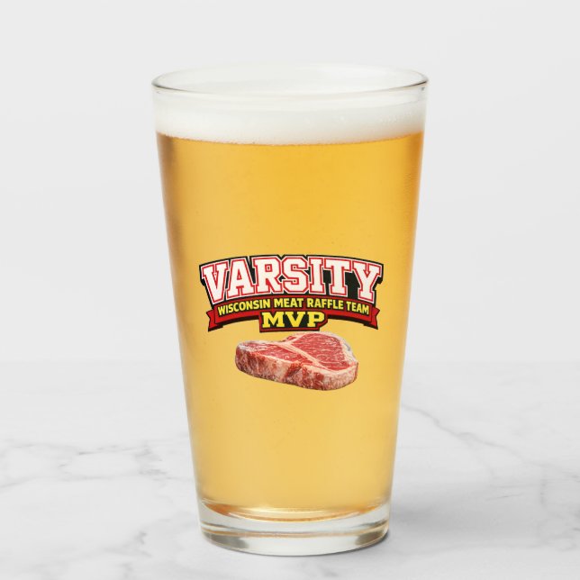 Funny Wisconsin Meat Raffle Varsity Team MVP  Glaskopp (Framsida fylld)