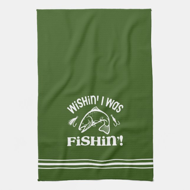 Funny Wishin I var Fishin Kökshandduk (Vertikal)