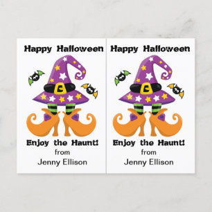 Funny Witch Feet School Party Halloween Card Vykort