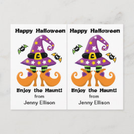 Funny Witch Feet School Party Halloween Card Vykort