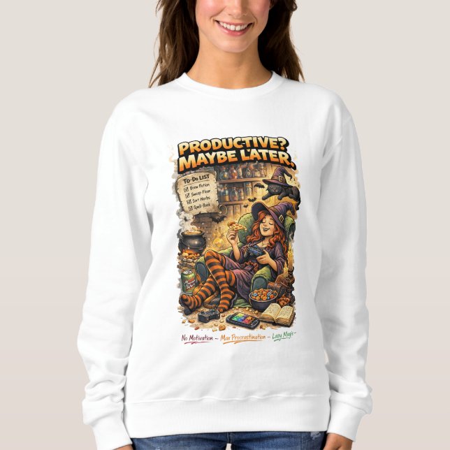 Funny Witch Gamer Procrastination Quote Design T Shirt (Framsida)