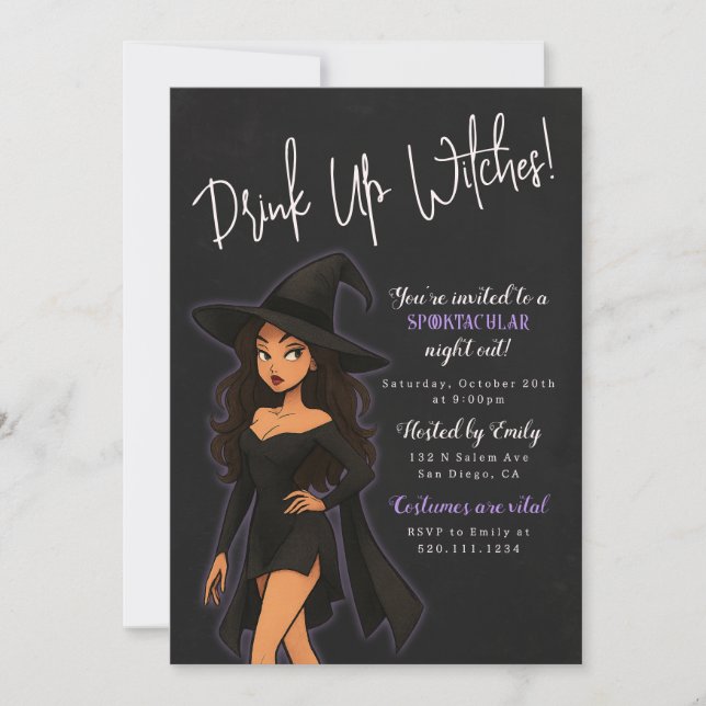Funny Witch Halloween fest-inbjudan Inbjudningar (Framsida)