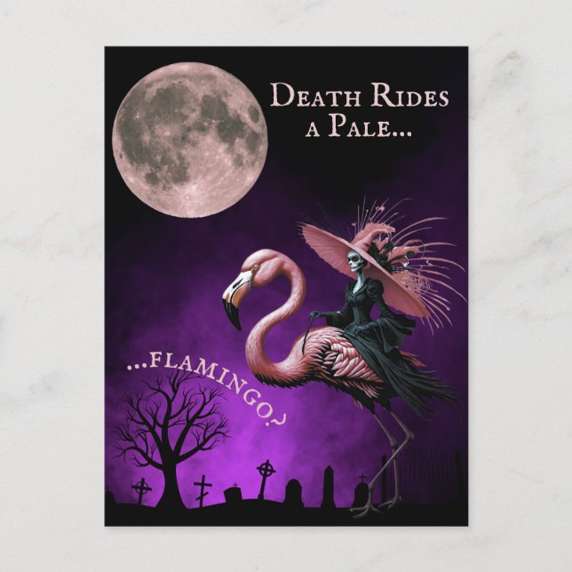 Funny Witch Halloween Full Moon Graveyard Helg Vykort (Framsida)