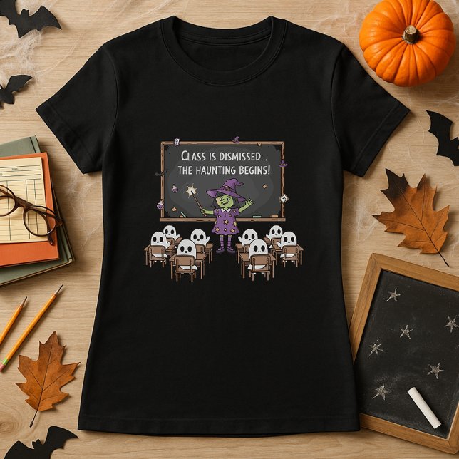 Funny Witch Halloween Teacher & Ghost Studenter T Shirt (Skapare uppladdad)