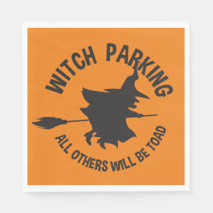 Funny Witch Parking Orange Halloween fest Pappersservett