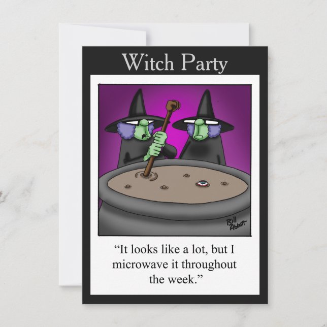 Funny Witch Party-inbjudan Inbjudningar (Framsida)