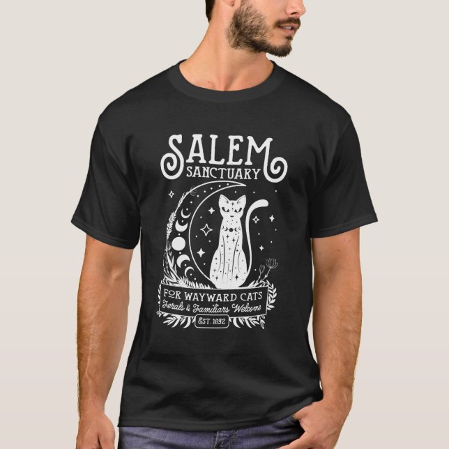 Funny Witch Salem Home For Wayward Svarta katter 1 T Shirt (Framsida)