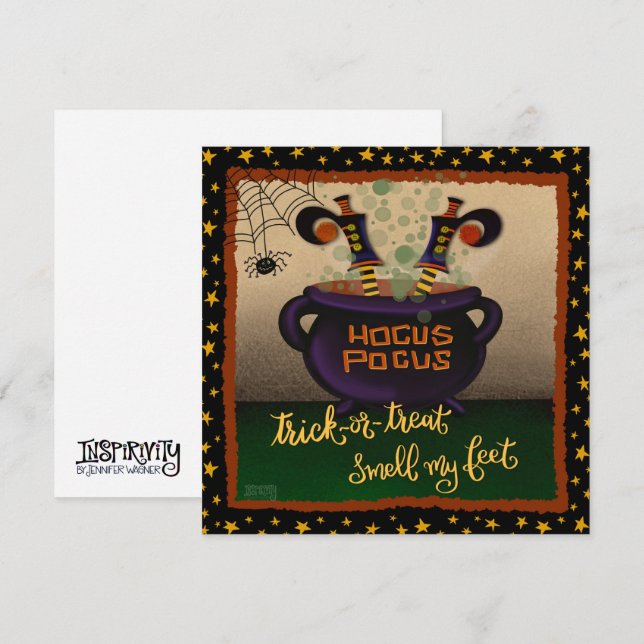 Funny Witch Smell min Feet Halloween-inspiritivite Julkort (Fram/baksida)