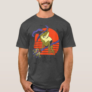 Funny Witch Tecknad Frog Riding Broomstick Hallowe T Shirt