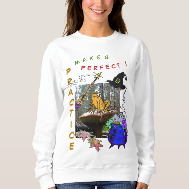 Funny Witch Toad Tecknad Humor Sweatshirt T Shirt (Framsida)