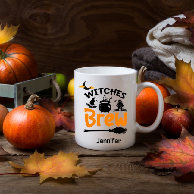 Funny Witches Brew Halloween Personlig Kaffemugg (Skapare uppladdad)