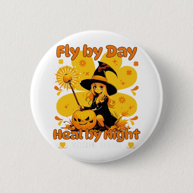 Funny Witchy Nurse Halloween Design Design Knapp (Framsida)