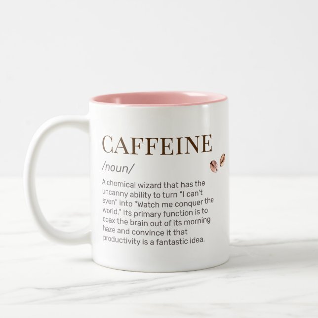 Funny Witty Coffee Älskare Caffeine Humor Dictiona Två-Tonad Mugg (Vänster)
