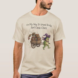 Funny Wizard Frog Hoarding Books Reading T Shirt