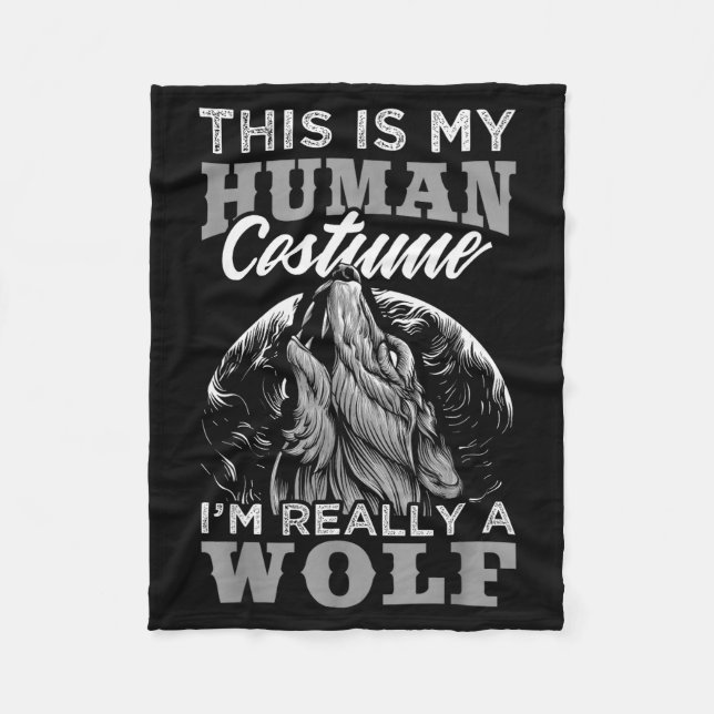Funny Wolf Design Human Costume I'm A Wolf  Fleecefilt (Framsidan)