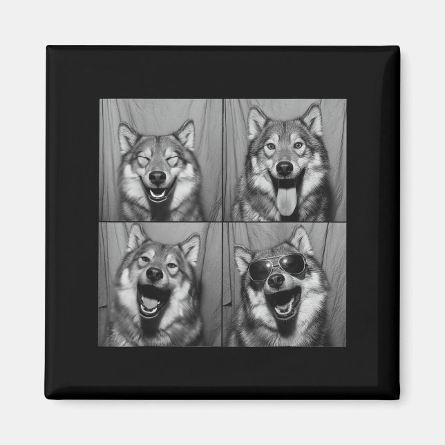 Funny Wolf Photo Booth Sungles Dog  Magnet (Framsidan)
